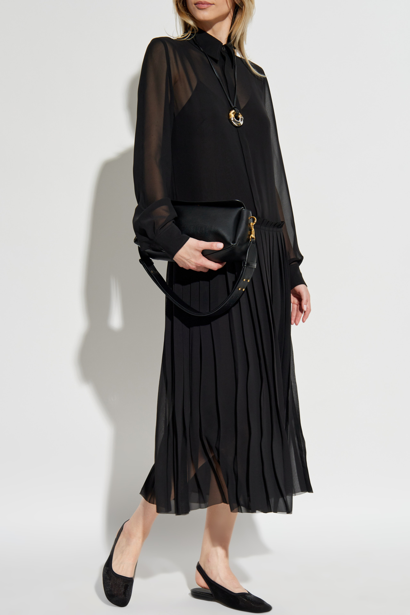 【送料&関税込】Ami Alexandre Mattiussi pleated Midi Dress Black Dress with pleated finish Ami Alexandre Mattiussi